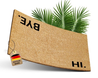 ElbFuchs® Coconut Doormat HI & BYE | 60 x 40 cm | Extra slip-resistant and weatherproof dirt-trapping mat | Coconut mat for indoor and outdoor use | Doormat