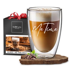 Double-walled latte macchiato glass | ME Time | 350ml [PERFECT GIFT] Ideal as thermal glasses for cappuccino | Coffee glasses | Tea glasses