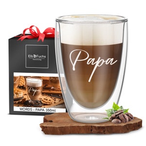 Double-walled latte macchiato glass | DAD | 350ml [PERFECT GIFT for Dad] Ideal as a thermal glass | Dad mug | Dad cup for coffee