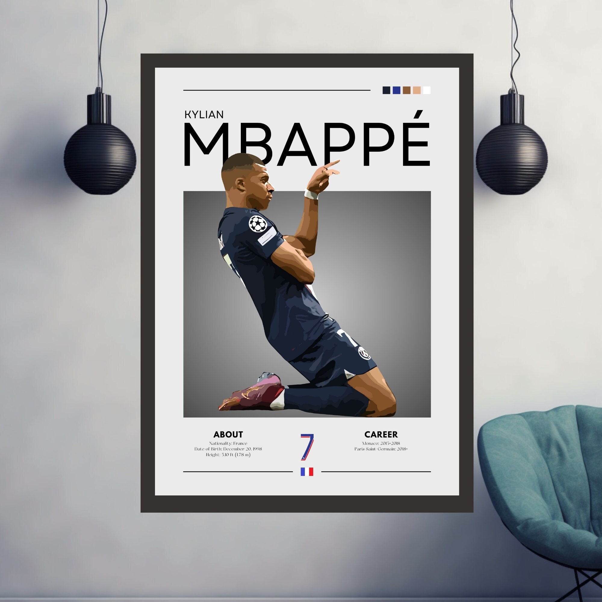 Paris Saint-Germain - Kylian Mbappé Retro Poster limited to 100