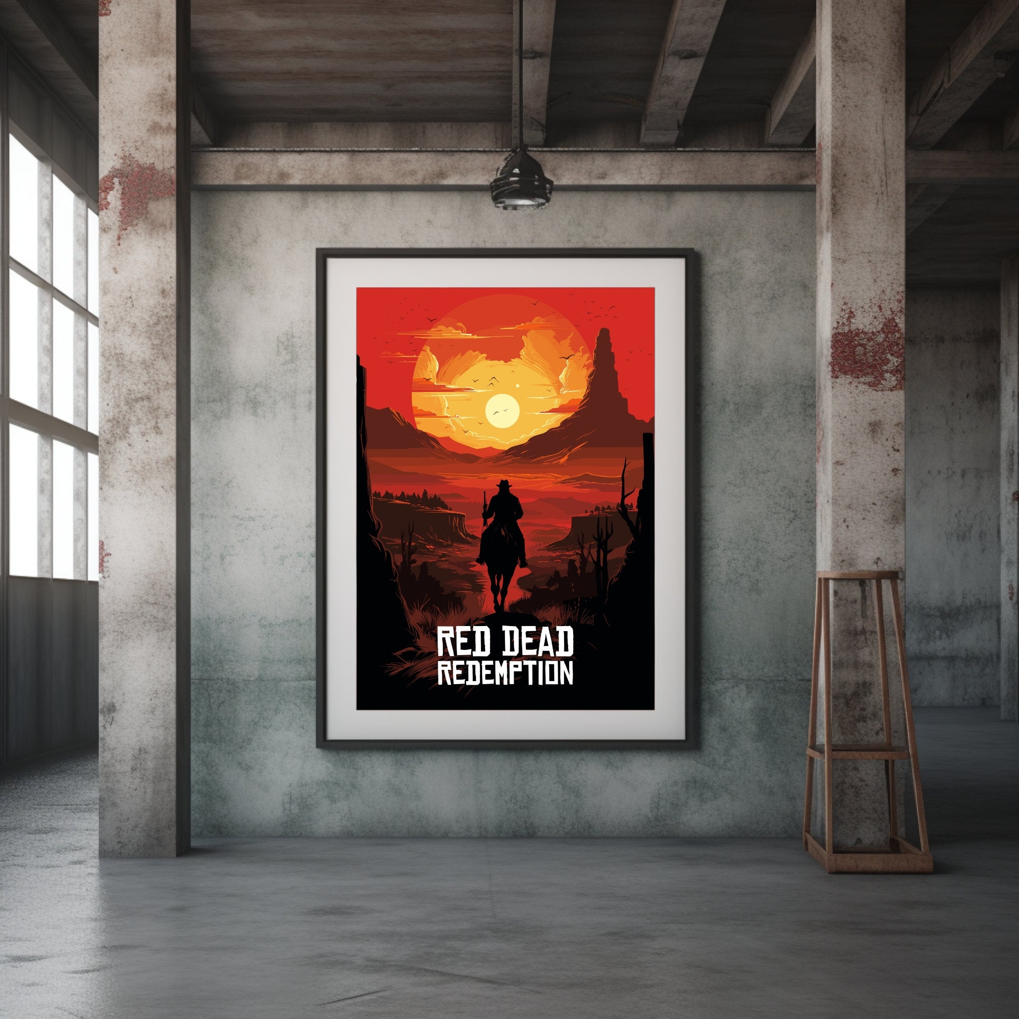 Red Dead Redemption Print, Gaming Room Poster, Minimalist, Gaming ...