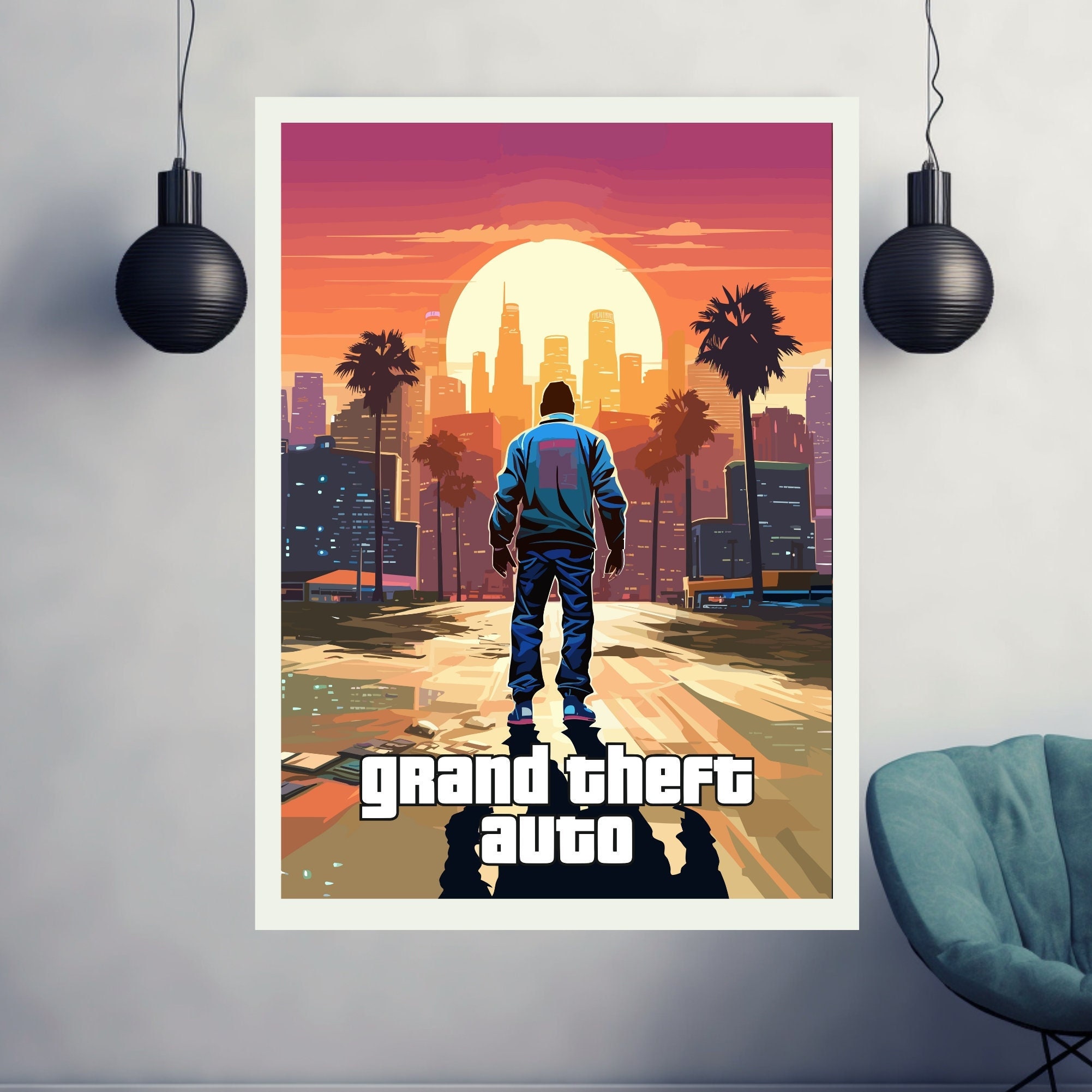 Grand Theft Auto San Andreas GTA Poster Poster Decorative Painting Canvas  Wall Posters and Art Picture Print Modern Family Bedroom Decor Posters