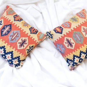 Set 2 yute Vintage Kilim cojín marroquí lana almohada hogar decoración muebles hecho a mano cojín cubierta yute Boho Chic tirar almohada regalo marroquí