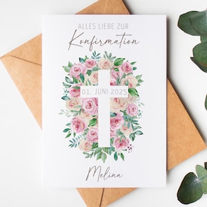 Karte Konfirmation Mädchen Kommunion Glückwunschkarte Konfirmationskarte Faltkarte