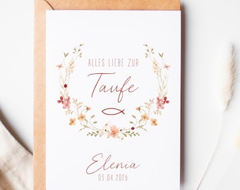 Karte Taufe personalisiert mit Namen Taufe Geschenk Faltkarte