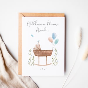 Karte zur Geburt Baby Geburtskarte Postkarte Faltkarte kleines Wunder
