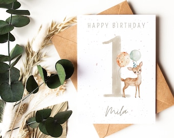 Personalisierte Karte Geburtstag Kind Geburtstagskarte Baby Kind erster Geburtstag