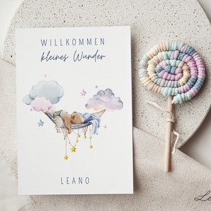 Karte Geburt personalisierbar Name Baby Glückwunsch Postkarte