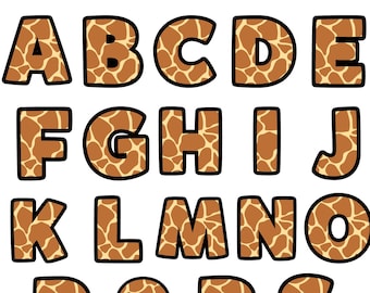 Safari Giraffe Print Alphabet – Printable Letters & Numbers (Digital Download)