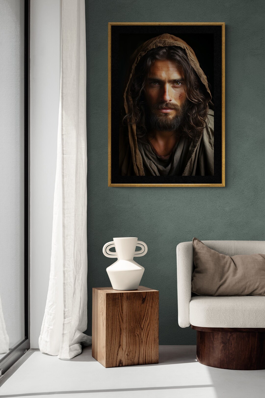 Close-up Face of Jesus Jesus Wall Art Christian Art Religious Art Jesus Artwork Biblical ...