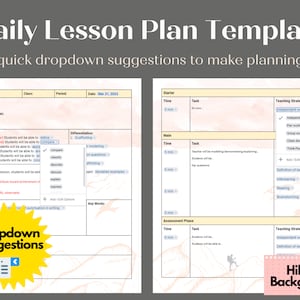 Editable Daily Lesson Plan Template With Dropdown Suggestions for Quick ...