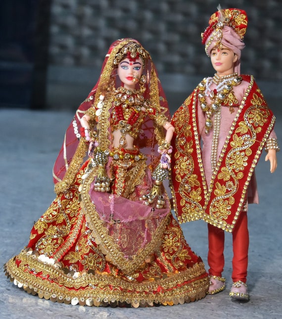 Gorgeous Bridal Wear Barbie indian Wedding Décor,home Décor .intricate  Detailing on the Outfit and Jewelry,bridal Doll,barbie Indian Bride 