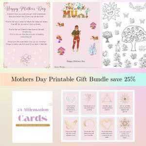 Moederdagcadeaubundel met kunst aan de muur producten afdrukbare cadeaus voor Moederdag lastminute betaalbare cadeaus voor moeder poëziebevestigingskaarten