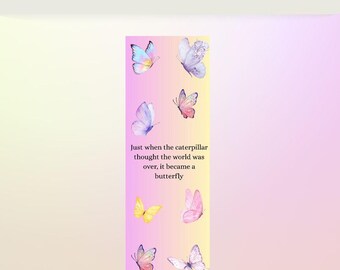 Marcador de mariposa, regalo para amigos, familiares o niños con cita inspiradora.