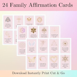 Family Affirmation Cards: Sacred Geometry Spiritual Designs (Digital Download)