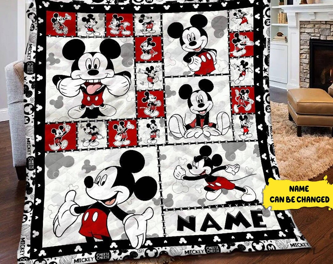 Personalized Mickey Mouse Quilt Blanket Mickey Mouse Fleece Etsy
