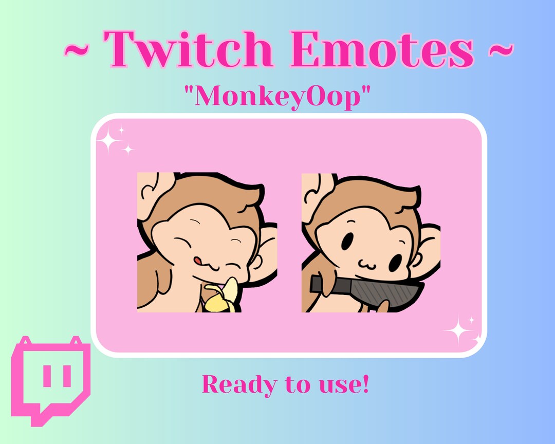 Cute Monkey Twitch Discord Emote Monkey Banana Knife Emote Etsy