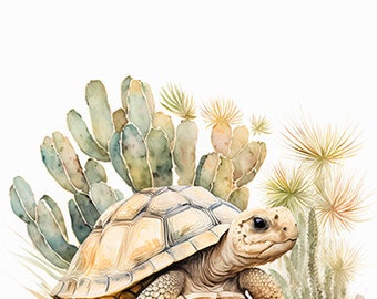 Watercolor Baby Tortoise - Digital Wall Art for Nursery Decor - Canvas-Ready Print