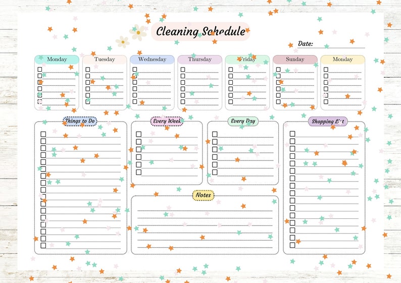 Cleaning Schedule Editable PDF Printable Planner Cleaning - Etsy