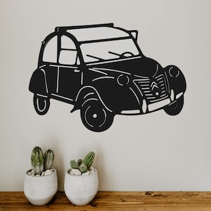 2CV - Wanddekoration aus Metall, schwarz pulverbeschichtet, für den Innen- und Außenbereich