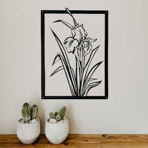 IRIS - Wanddekoration aus Metall, 60 cm, schwarz pulverbeschichtet, für den Innen- und Außenbereich