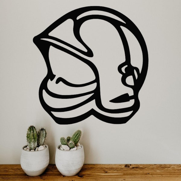 Décoration murale en métal pour intérieur ou extérieur. CASQUE DE POMPIER