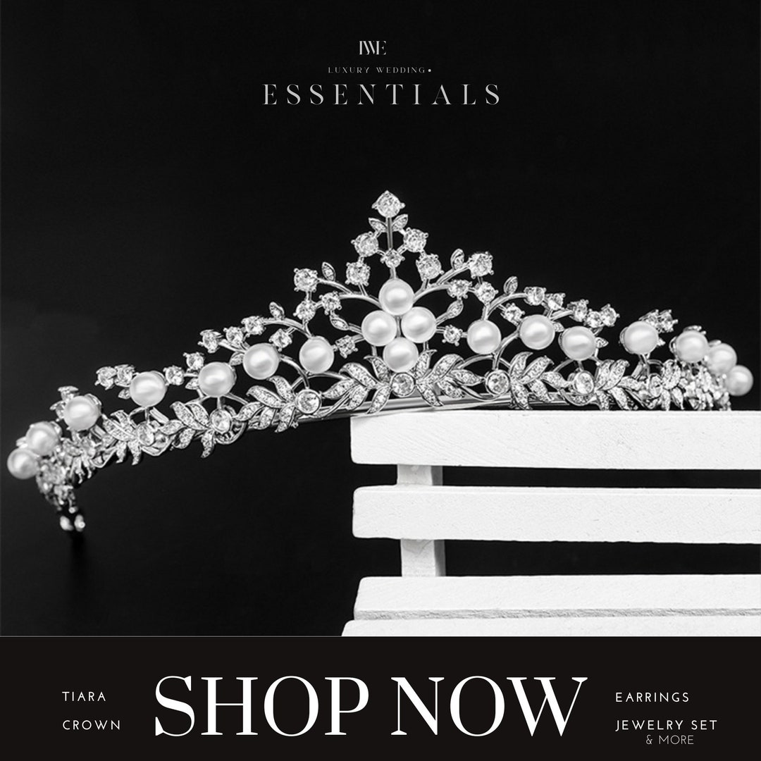 Pearl & Crystal Bridal Tiara, Pearl Wedding Tiara, Pearl Bridal Crown