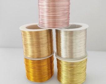 Alambre de fabricación de joyas DIY, alambre de cobre chapado en oro real de 14k/18k, para artesanías de joyería, alambre de metal de cuentas de alta calidad, artesanía de cobre DIY