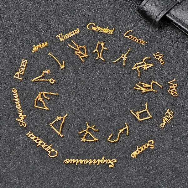 12 Pcs Constellation Resin, Metal Epoxy Mold, 12 Zodiac Signs, Open Bezel Bracelet Necklace, DIY Jewelry Making, Zodiac Sign Epoxy Resin Kit