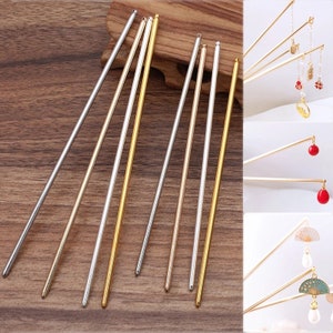 10 Pcs Hair Sticks, Metal Hair Pins Blank, 125mm/4.92inch Long Rod Base, for Jewelry Making, Wedding Bridal Hair Accessories, DIY Components image 1