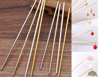 10 épingles à cheveux en métal vierges, base de tige de 125 mm/4,92 pouces de long, pour la fabrication de bijoux, accessoires de cheveux de mariée de mariage, composants de bricolage