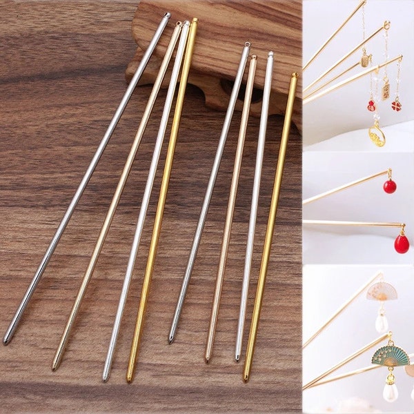 10 Pcs Hair Sticks, Metal Hair Pins Blank, 125mm/4.92inch Long Rod Base, for Jewelry Making, Wedding Bridal Hair Accessories, DIY Components