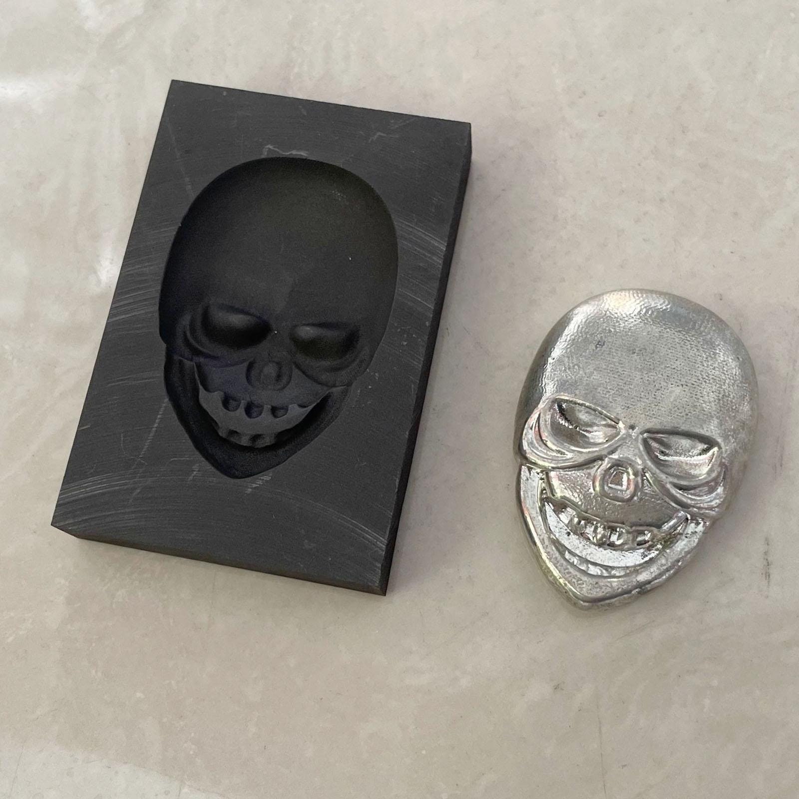 2 Pcs Skull Graphite Casting Ingot Mold Metal Casting Mold Smelting  Graphite Mold Jewelry Casting Tools Crucible Mold 