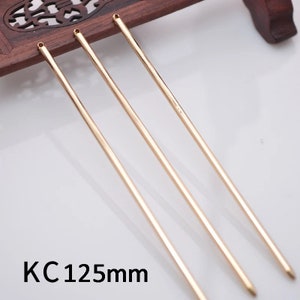 10 Pcs Hair Sticks, Metal Hair Pins Blank, 125mm/4.92inch Long Rod Base, for Jewelry Making, Wedding Bridal Hair Accessories, DIY Components KC Gold 125mm