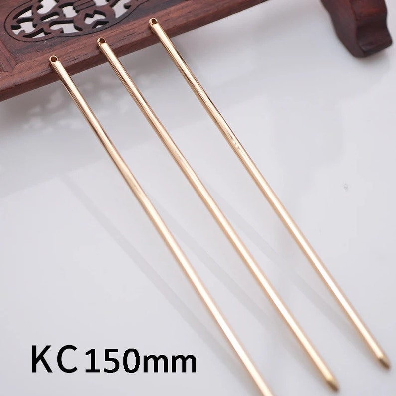 10 Pcs Hair Sticks, Metal Hair Pins Blank, 125mm/4.92inch Long Rod Base, for Jewelry Making, Wedding Bridal Hair Accessories, DIY Components KC gold 150mm