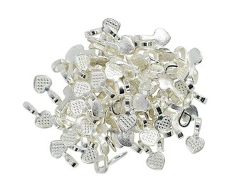 100 Pcs Heart Glue On Bails Setting, for DIY Necklaces Pendant Earrings, Pendant Bail, Earring Bail Connector, DIY Necklace Jewelry Findings