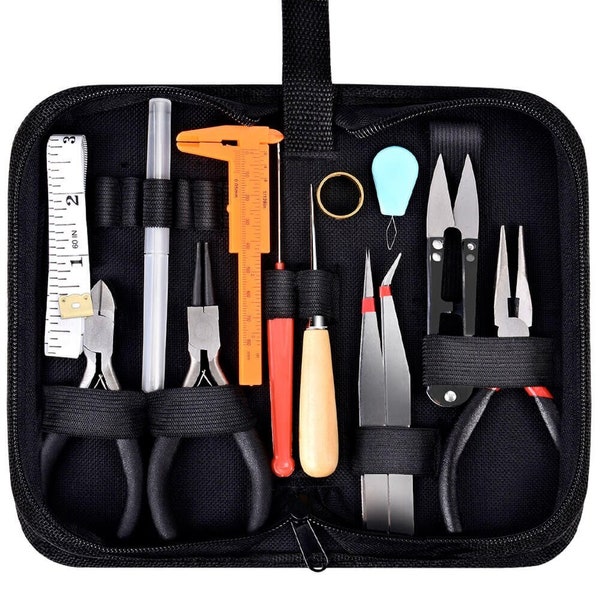 19 Pcs Jewelry Making Tools Kit, with Zipper Storage Case, for Crafting and Jewelry Repair, Jewelry Making Supplies Wire Wrapping Kit