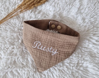 Hundehalstuch  | Dreieckstuch | Bandana | Hund | Hunde | Halstuch | personalisiert | Druckknöpfe | Musselin | Geschenk | Musselintuch