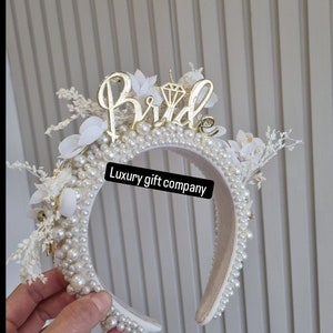 bride headband,bride crown,pearl headband,personalised headband,bride gift, bride to be, hen party