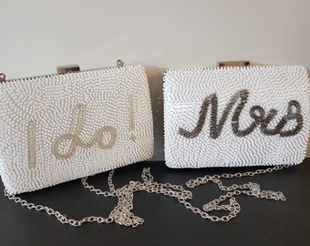 Bride clutch bag,wedding day bag,pearl bride bag,honeymoon bag,hen party bag,bachelorette bag,bachelorette gift,wife gift,wedding day