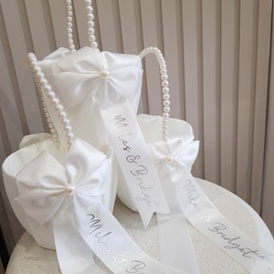 Flower girl basket,personalised flower girl basket, bridesmaid basket,wedding party decor,satin flower girl,flower girl dress,wedding basket