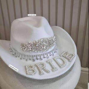 Bride Cowboy Hat  bride headband Ladies Hen Do Fancy Dress Womens Hen party hat Costume Accessory Bachelorette Party hat cowgirl bride hat