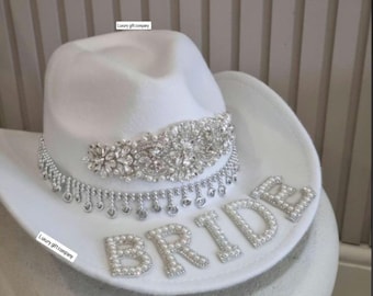 Bride Cowboy Hat  bride headband Ladies Hen Do Fancy Dress Womens Hen party hat Costume Accessory Bachelorette Party hat cowgirl bride hat