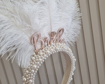 bride headband,bride crown,pearl headband,personalised headband,bride gift, bride to be, hen party