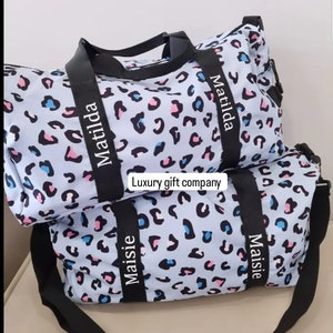 Personalised gymnastics dance ballet football bag, personalised weekend bag,girls leopard bag,cabin bag,overnight bag,girls dance bag