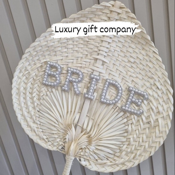 Personalised bride fan, Ibiza fan,hen party fan,bride to be fan,wicker fan,honeymoon fan,boho bride