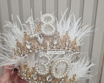 30th,40th,50th,21st,18th birthday crown,30th headband, 40th headband, birthday crown,birthday tiara,milestone headband,feather 30 40th crown