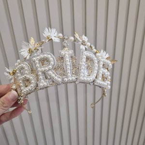 bride headband,bride crown,pearl headband,personalised headband,bride gift, bride to be, hen party accessories