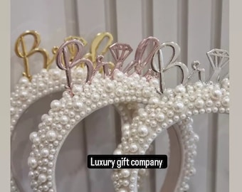 bride headband,bride crown,pearl headband,personalised headband,bride gift, bride to be, hen party