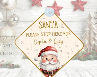 gepersonaliseerd bord kerstman stop hier, bord kerstman stop hier, kerstcadeau voor kinderen jongens meisjes, kinderen kerstversiering, kerstcadeau